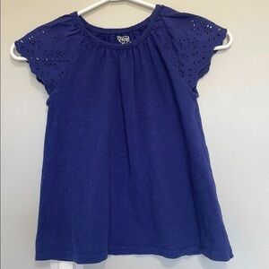 OshKosh B’Gosh Girls Size 7 Blue with Eyelet Lace Butterfly Sleeve Top